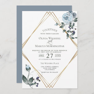 Faire-part de mariage Aquarelle bleu bleu foncé