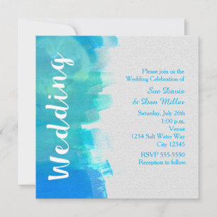 Faire-part de mariage aquarelle bleu tropical de p