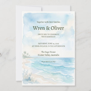 Faire-part de mariage aquarelle Blue Lake