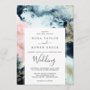 Faire-part de mariage aquarelle céleste abstrait