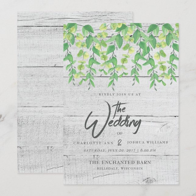 FAIRE-PART DE MARIAGE | Aquarelle de verdure rusti (Devant / Derrière)