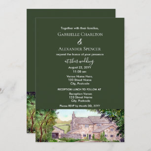 Faire-part de mariage aquarelle du pont de pierre