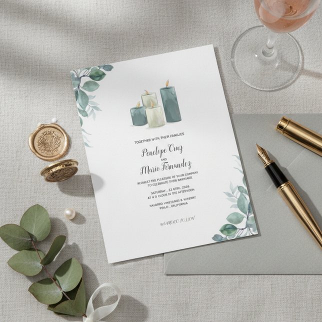 Faire-part de mariage aquarelle Élégant Eucalyptus (Créateur téléchargé)