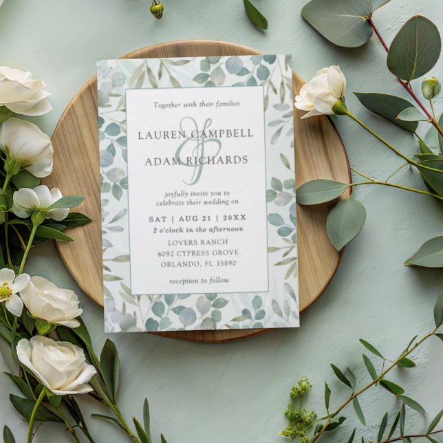 Faire-part de mariage aquarelle Eucalyptus Verdure (Créateur téléchargé)