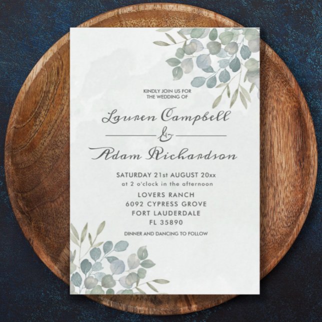 Faire-part de mariage aquarelle Eucalyptus Verdure (Créateur téléchargé)