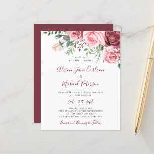 Faire-part de mariage aquarelle florale rustique à
