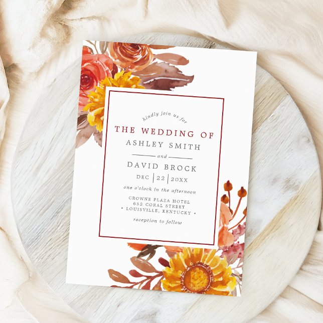 Faire-part de mariage aquarelle florale rustique d (Créateur téléchargé)