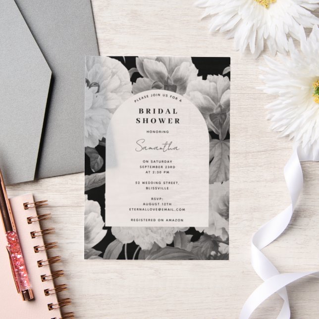 Faire-part de mariage aquarelle Pivoines noires et (Mariage)