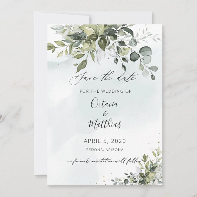 Faire-part de mariage aquarelle rustique à motif d (Devant)