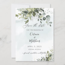 Faire-part de mariage aquarelle rustique Eucalptus
