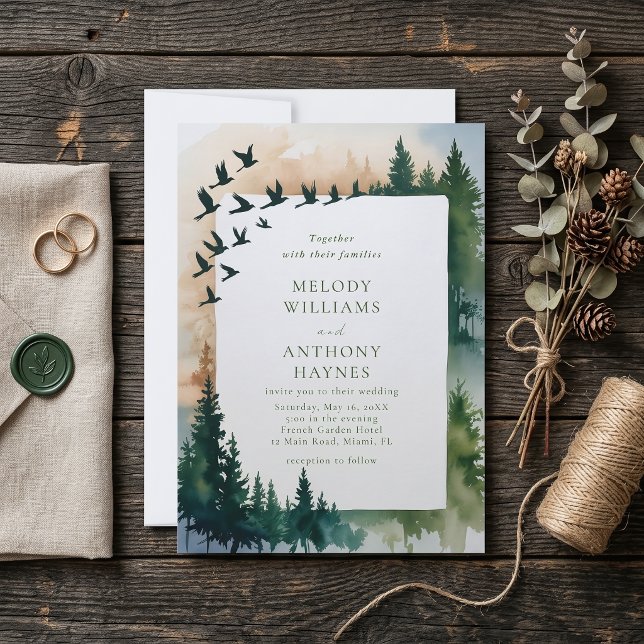 Faire-part de mariage aquarelle sur la nature avec (Créateur téléchargé)