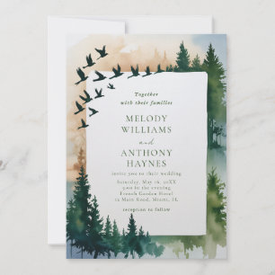 Faire-part de mariage aquarelle sur la nature avec