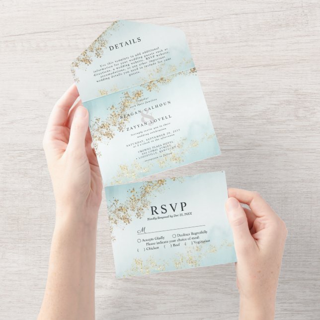 Faire-Part de Mariage Aquarelle Teinte de Brume de (Déchirure)