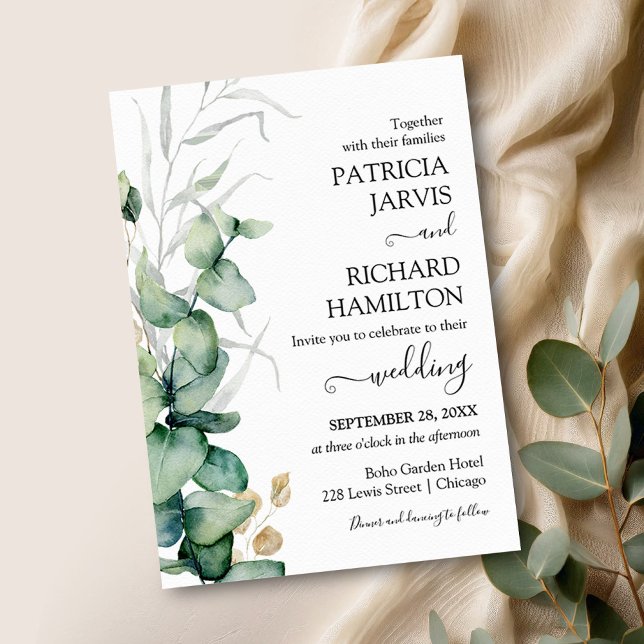 Faire-part de mariage aquarelle verdure  (Créateur téléchargé)