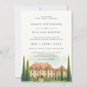 Faire-part de mariage aquarelle Villa italien en T