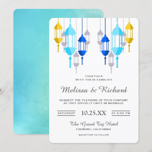 Faire-part de mariage arabe moderne de lanternes à