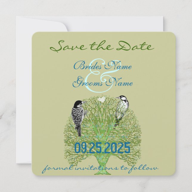 Faire-part de mariage Arbre d'amour Tourbillon Ver (Devant)