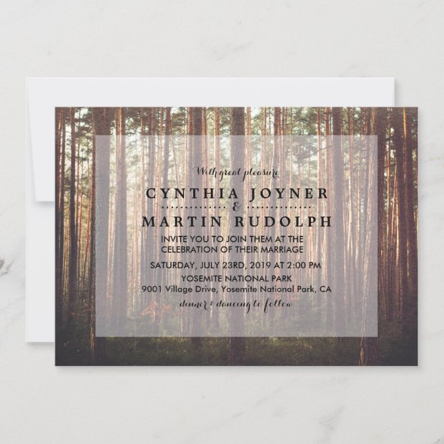 Faire-part de mariage arbre de la forêt rustique (Devant)