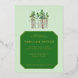 Faire-part de mariage Arbre de pin vert serein