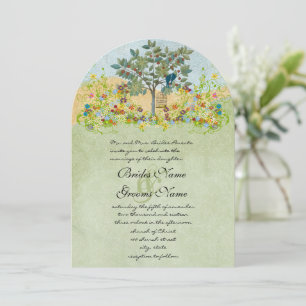 Faire-part de mariage Arbre Inséparables de fleurs
