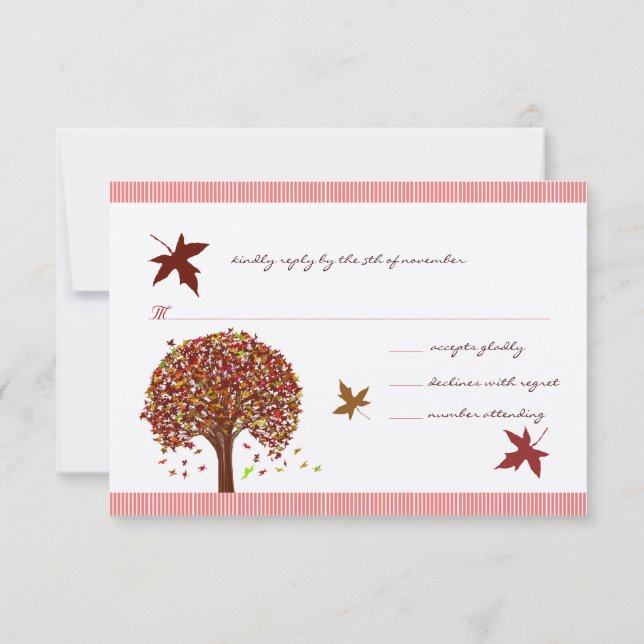 Faire-part de mariage Arbre Rouge Bourgogne Corail (Dos)