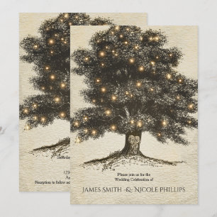 Faire-part de mariage Arbre rustique vintage & Lum