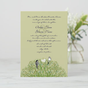 Faire-part de mariage Arbre Tourbillon Vert Oiseau