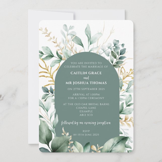Faire-part de mariage Arc Floral Sage (Devant)