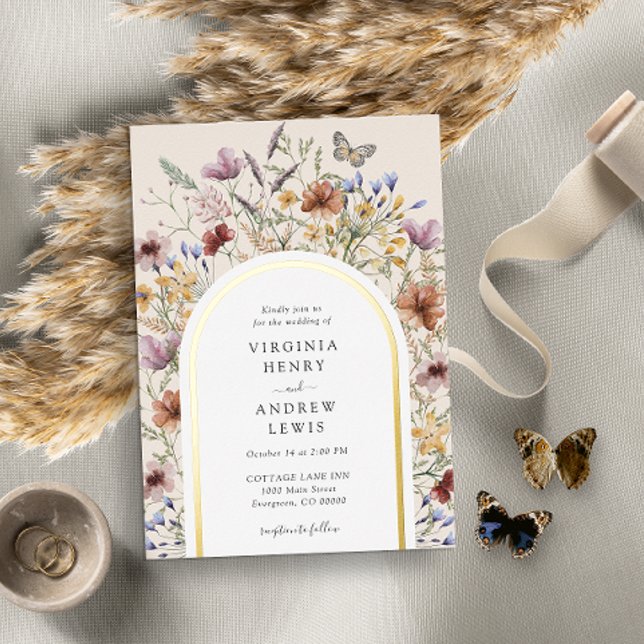 Faire-part de mariage Arche Bohème (Boho Arch Wedding Invitation Foil Invitation
)