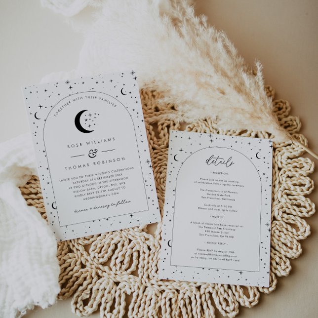 Faire-part de mariage Arché Céleste Tout en un (Zazzle Celestial Arched Wedding Invitation All In One)