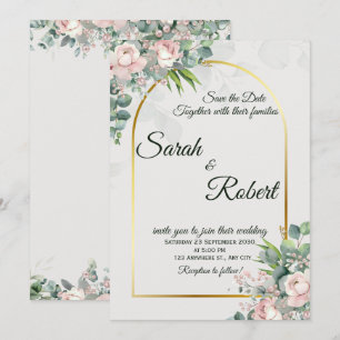 Faire-part de mariage Arche Florale Dorée aux Joue