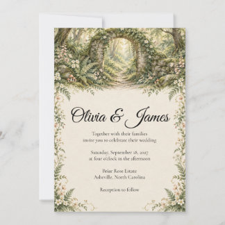 Faire-part de mariage Arche moussue de bois enchan