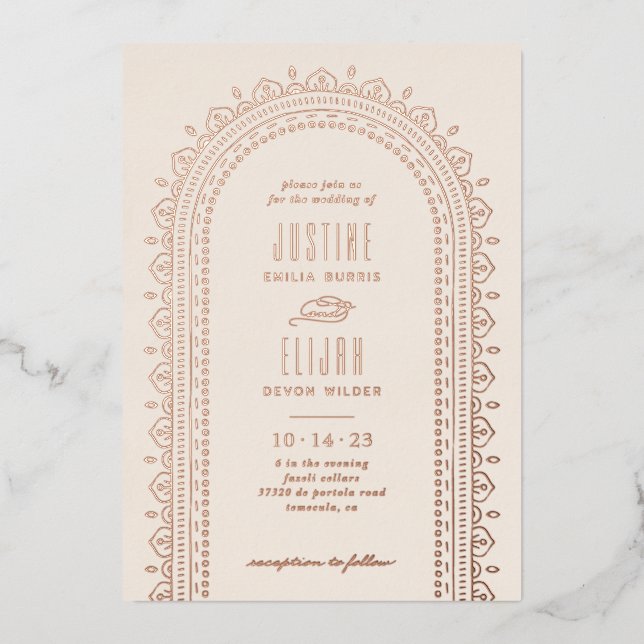 Faire-part de mariage Arche Ornate Foil - Ivoire (Recto)