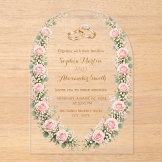 Faire-part de mariage Arche Transparente avec Rose