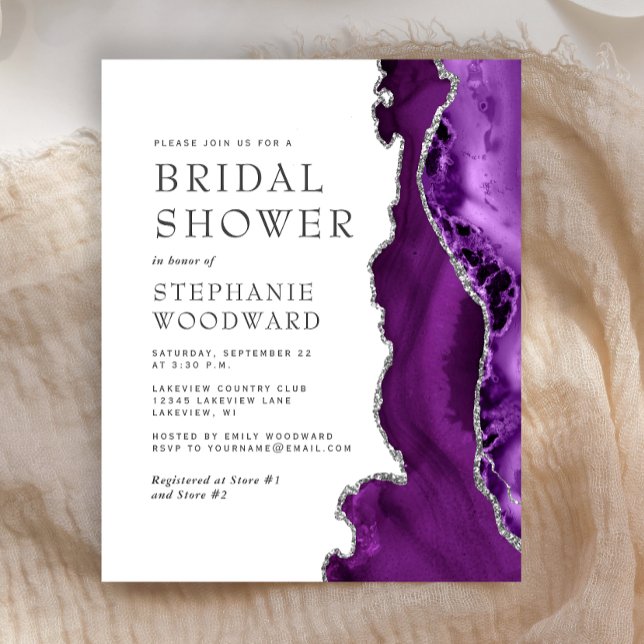 Faire-part de mariage argent Agate Violet Budget (Créateur téléchargé)