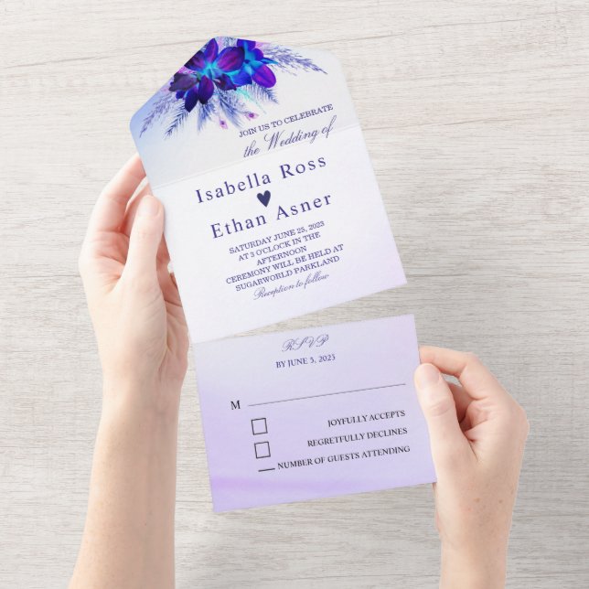 Faire-part de mariage argent et violet (Déchirure)