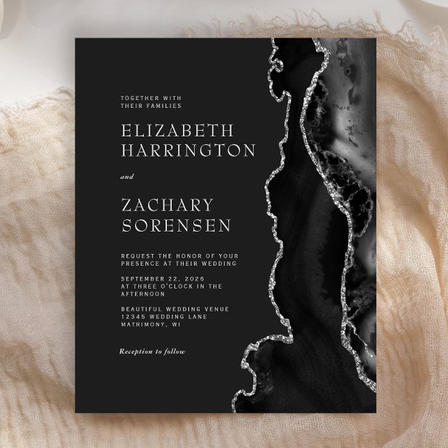 Faire-part de mariage argenté de l'âge noir budgét (Créateur téléchargé)