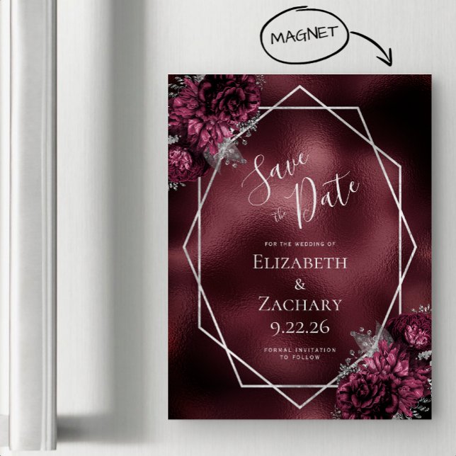 Faire-part de mariage argenté floral en feuille de (Créateur téléchargé)