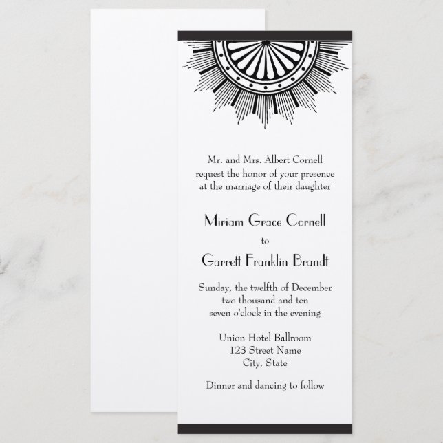 Faire-part de mariage Art déco (Devant / Derrière)