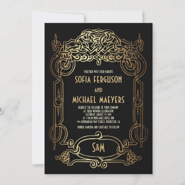 Faire-part de mariage Art déco (Devant)