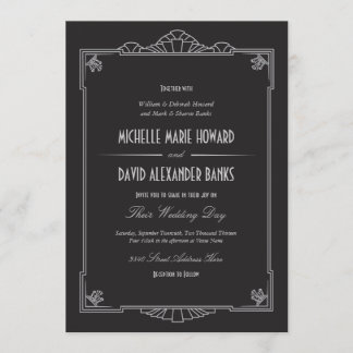 Faire-part de mariage Art Déco (Argent)