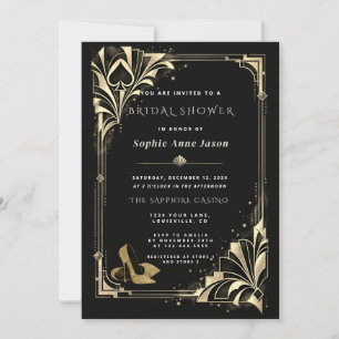 Faire-part de mariage Art Deco Casino Noir et Or