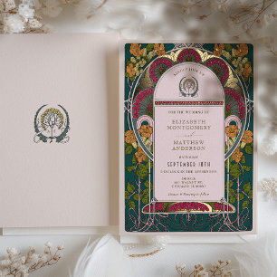 Faire-part de mariage Art déco de la forêt enchant