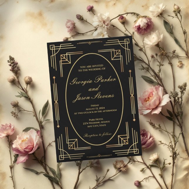 Faire-part de mariage Art déco moderne et élégant (Créateur téléchargé)