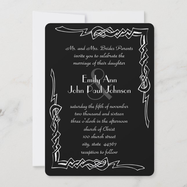 Faire-part de mariage Art Déco Monogramme (Dos)