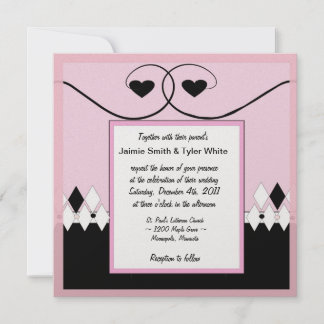 Faire-part de mariage Art déco rose