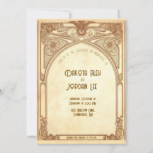 Faire-part de mariage Art Nouveau dans les tons ch