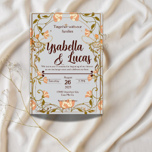 Faire-part de mariage Art nouveau   Élégant 5 po x