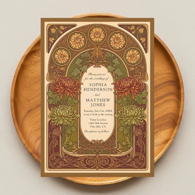Faire-part de mariage Art nouveau en fleurs automn (Créateur téléchargé)