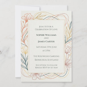 Faire-part de mariage Art Nouveau pastel